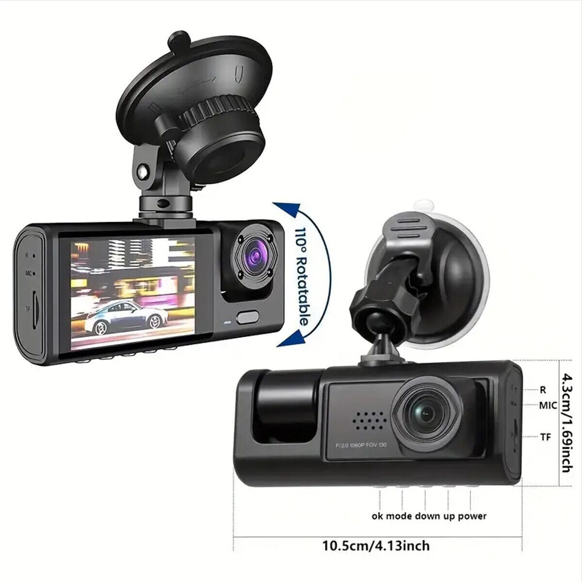 Front And Rear Car Dash Cam Recorder with G Sensor 1080P Dual Lens