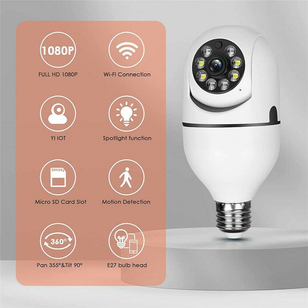 IR Light Bulb Camera 1080P HD Wireless Wifi Smart Home Security Camera