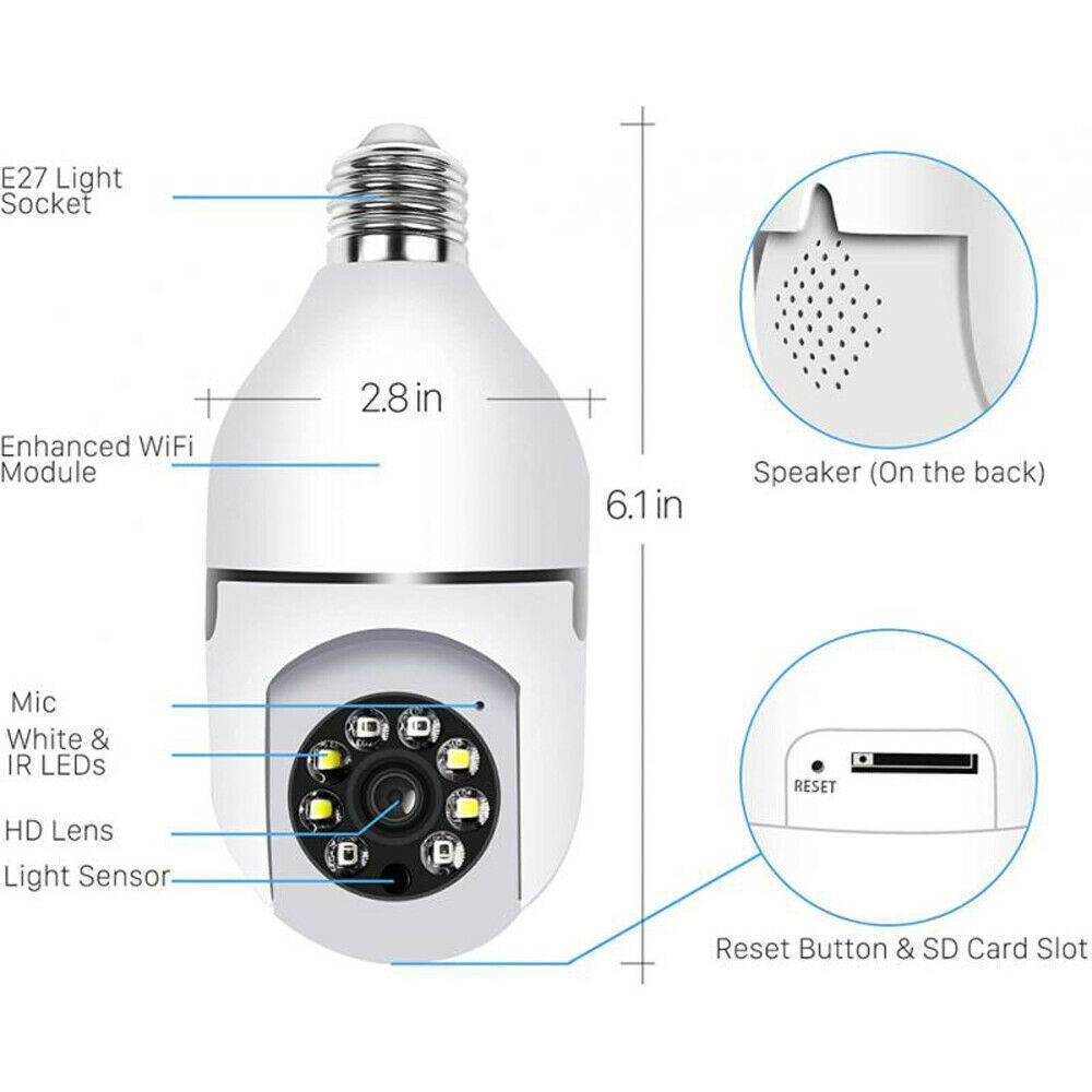 IR Light Bulb Camera 1080P HD Wireless Wifi Smart Home Security Camera