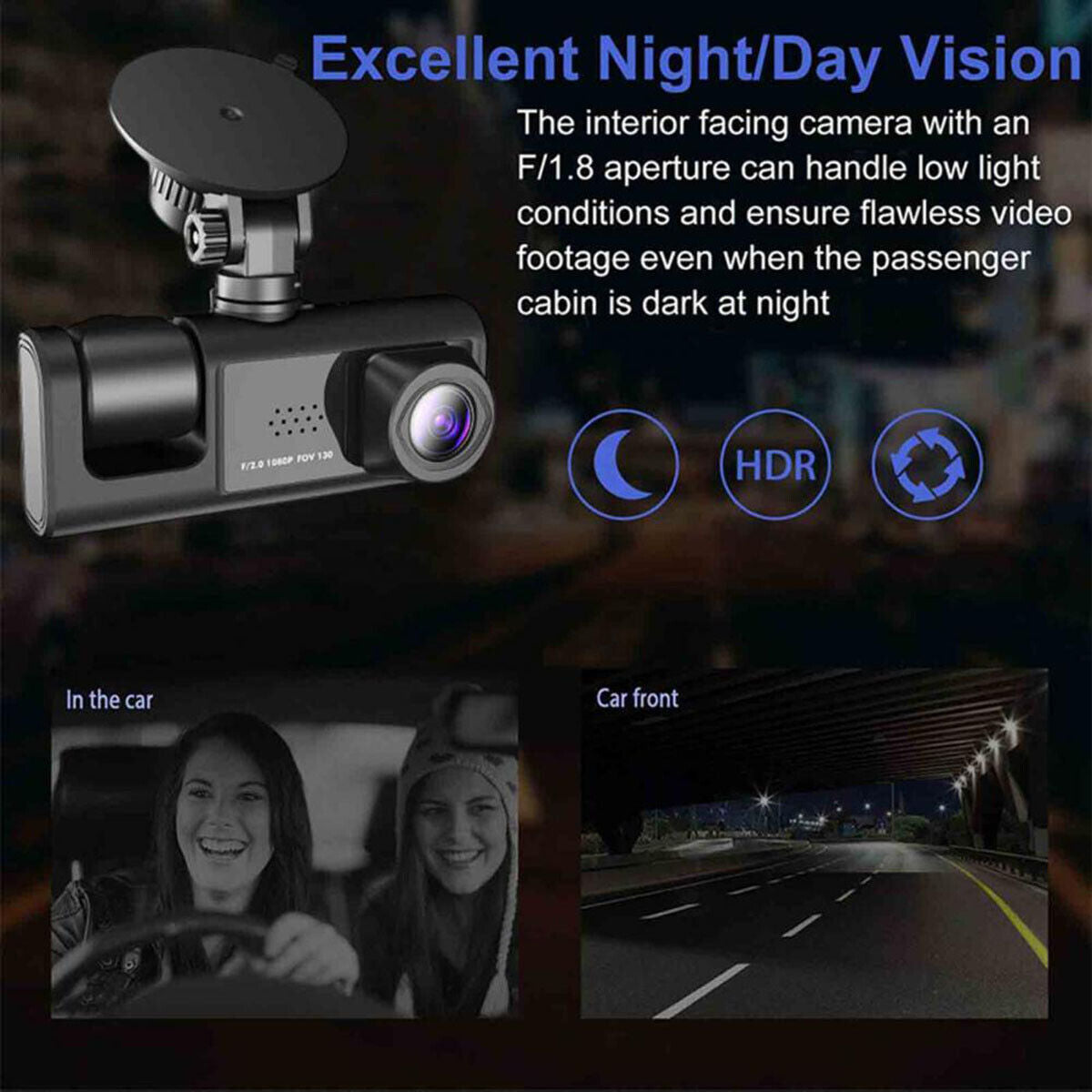 Front And Rear Car Dash Cam Recorder with G Sensor 1080P Dual Lens