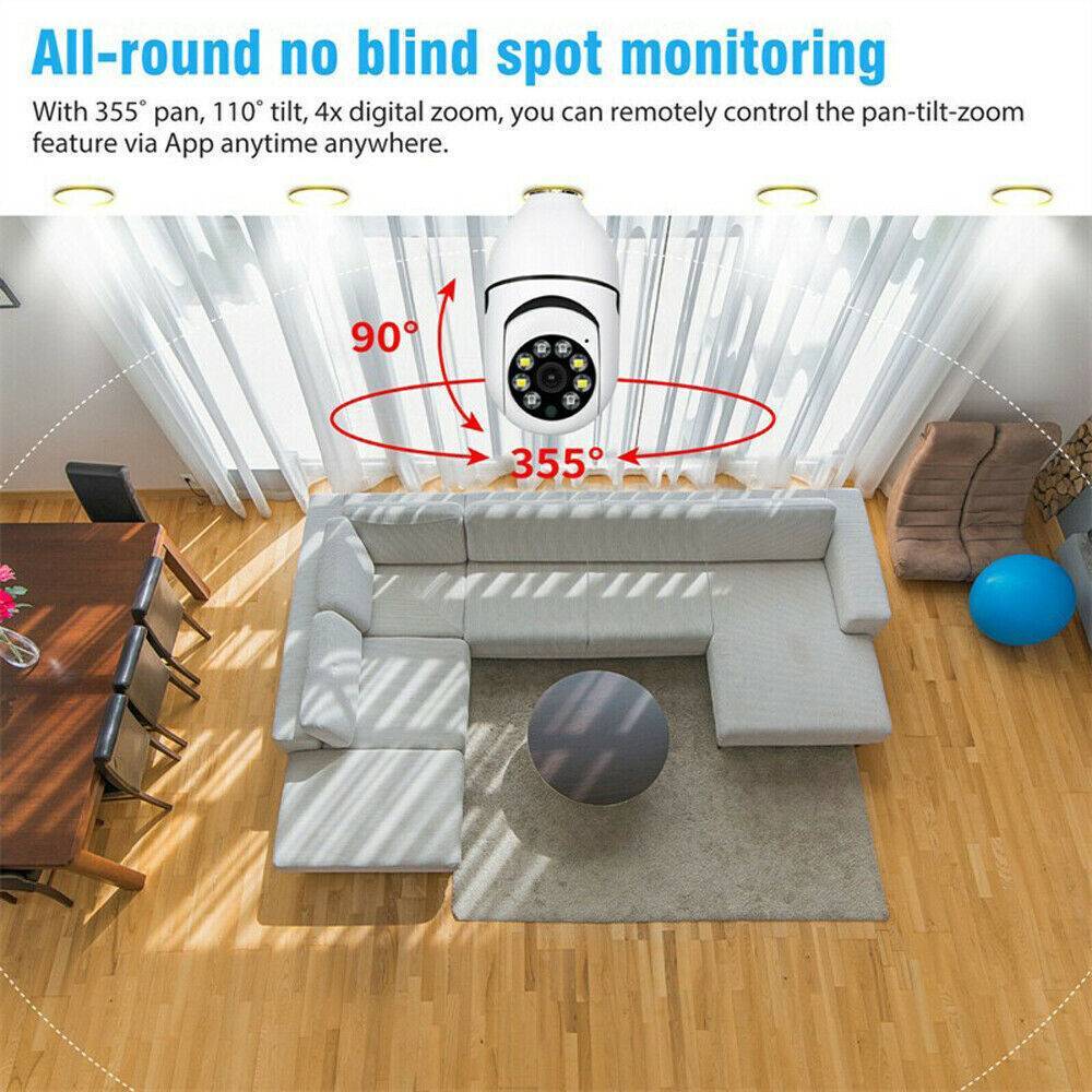 IR Light Bulb Camera 1080P HD Wireless Wifi Smart Home Security Camera