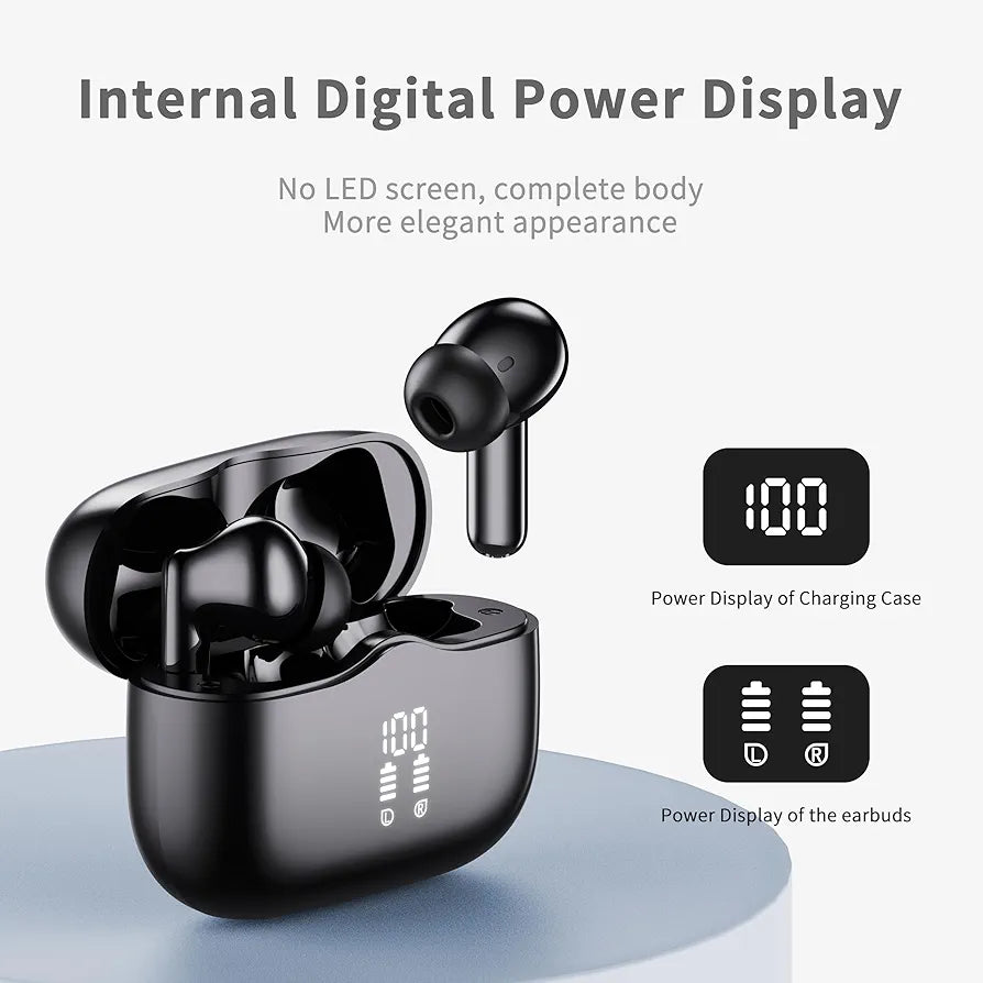 Wireless Earbuds, 2025 Bluetooth 5.4 Headphones in Ear with 4 ENC Noise Cancelling Mic, New Wireless Earphones HiFi Stereo Deep Bass 40H Playtime, LED, In-Ear Bluetooth Ear Buds IP7 Waterproof, USB-C