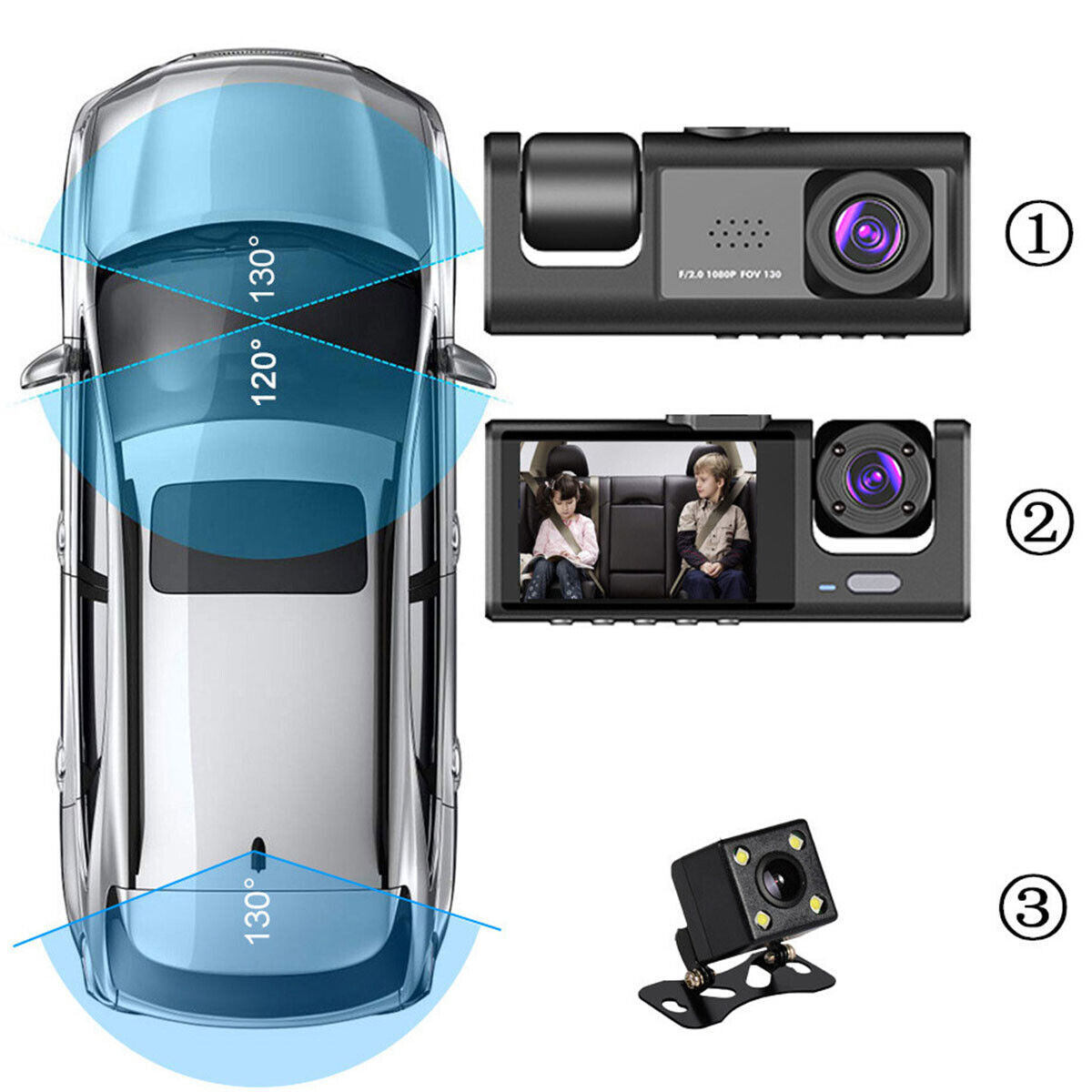 Front And Rear Car Dash Cam Recorder with G Sensor 1080P Dual Lens