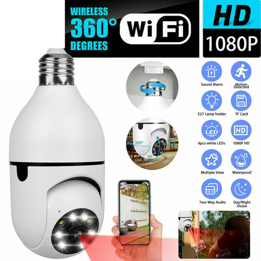 IR Light Bulb Camera 1080P HD Wireless Wifi Smart Home Security Camera