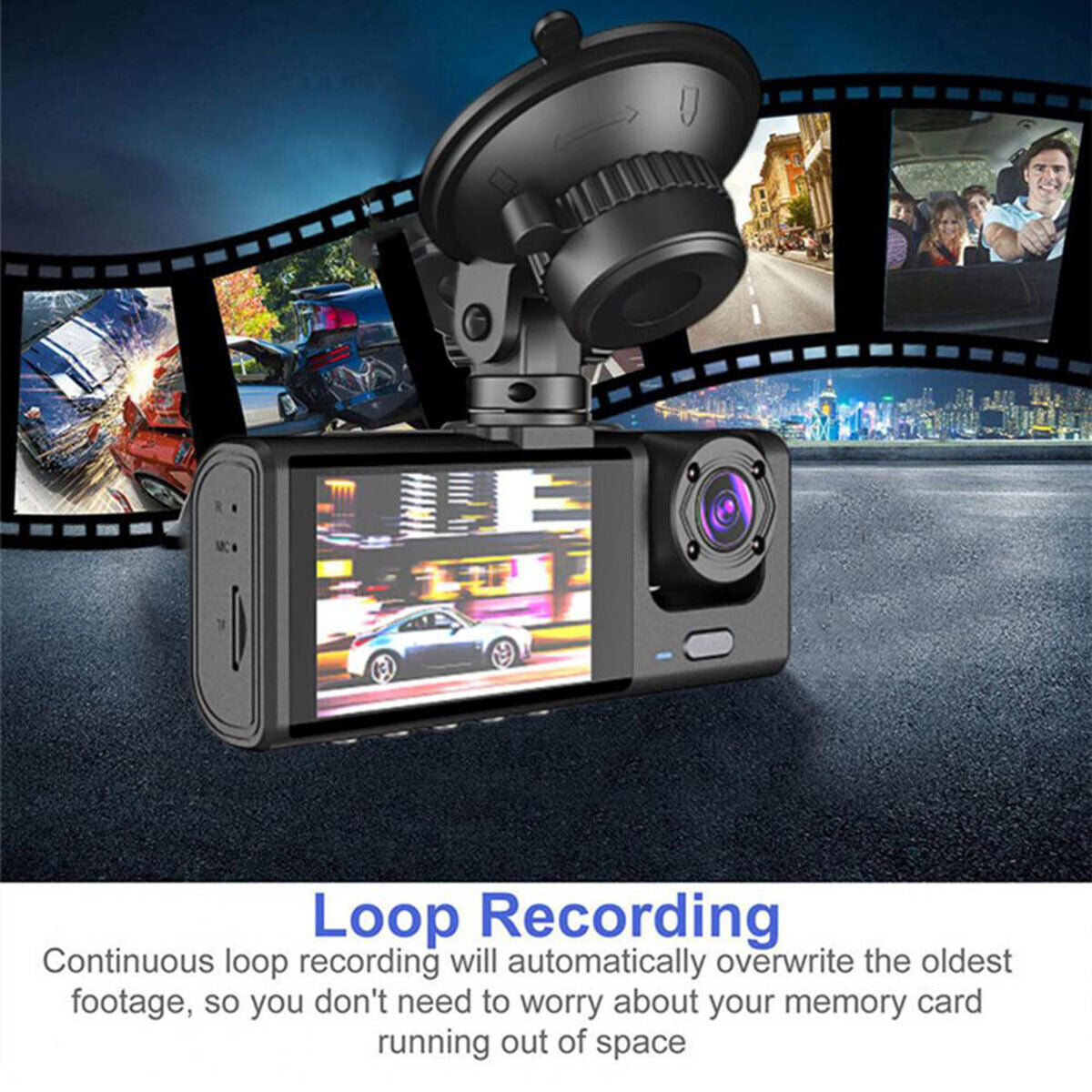 Front And Rear Car Dash Cam Recorder with G Sensor 1080P Dual Lens